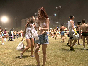 Hot Honey in a Panty and Without bra in Public