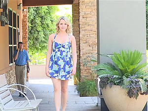 Blonde Stunner Gets Revved On While Flashing Melons In Public