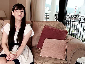 Shemale frees her hugemongous hard-on from her panty tugging it to strong erection