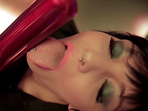 Cowgirl in high stilettos face fucked in reality public club