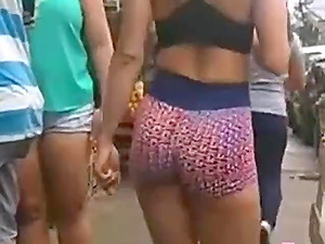 Beautiful ass in shorts in front of my eyes