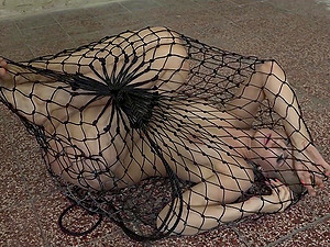 Hardcore torture session for blonde slut Katy Sky in a fishing net