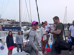 Wild group sex on the boat with cock hungry Mia Melone & Angel Piaff