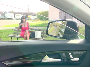 German big tits Milf hitchhiker pick up and fuck in public